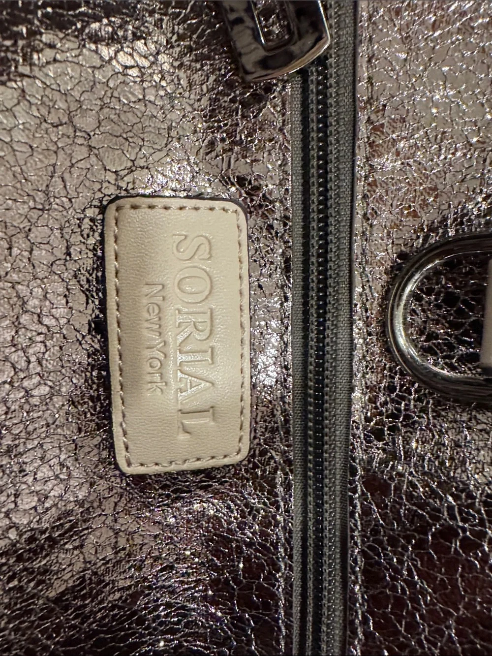 Sorial Metallic Copper Shimmer pTote with Neutral Beige Handles
